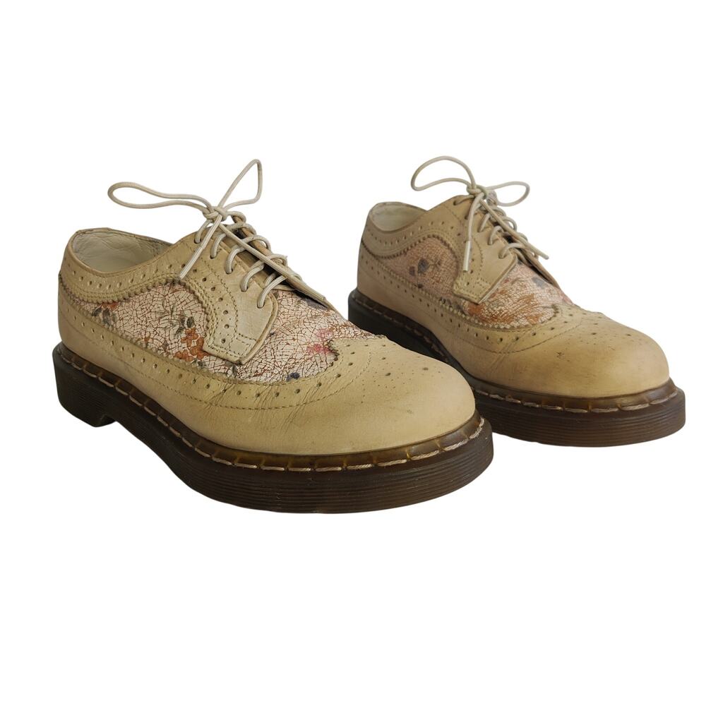 Dr. Martens 3989 Wingtip Rare Goldilocks Brogues Floral Ecru 7 Retro Cottagecore